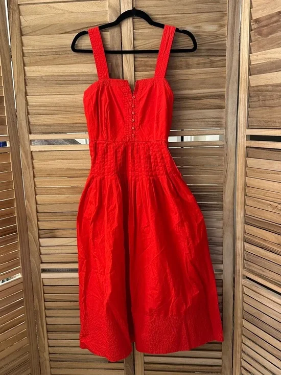 The Great. The Day Break Midi Dress Size 1/S in red - Picture 4 of 6